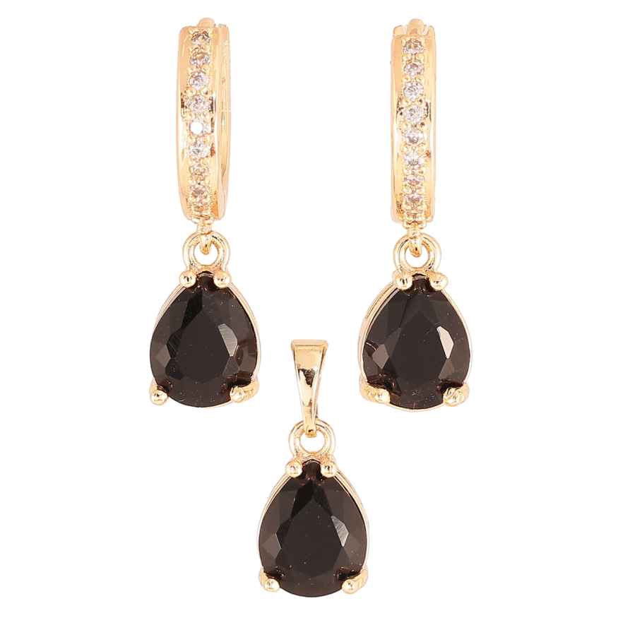 Набір Xuping M&L Колір 18K Сережки Кулон «Чорні кристальні крапельки» фото №1