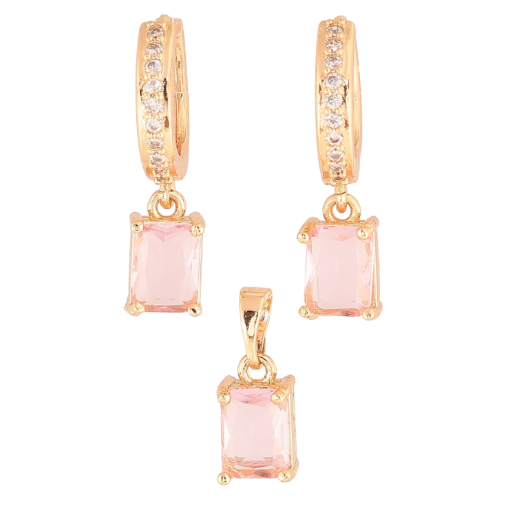 Набір Xuping M&L Колір 18K Сережки Кулон «Рожеві кристали» 6х8мм фото №23 Набір Xuping M&L Колір 18K Сережки Кулон «Рожеві кристали» 6х8мм фото №23