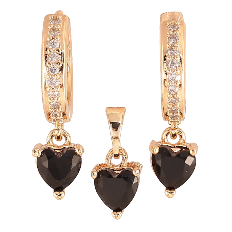 Набір Xuping M&L Колір 18K Сережки Кулон «Чорні кришталеві сердечка» фото №19