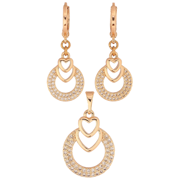 Набір Xuping M&L Колір 18K Сережки Кулон «Кола з кристалами та сердечками» фото №24 Набір Xuping M&L Колір 18K Сережки Кулон «Кола з кристалами та сердечками» фото №24