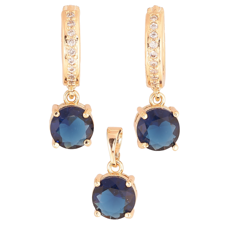 Набір Xuping M&L Колір 18K Сережки Кулон «Сині кристали» ø 8мм фото №14 Набір Xuping M&L Колір 18K Сережки Кулон «Сині кристали» ø 8мм фото №14