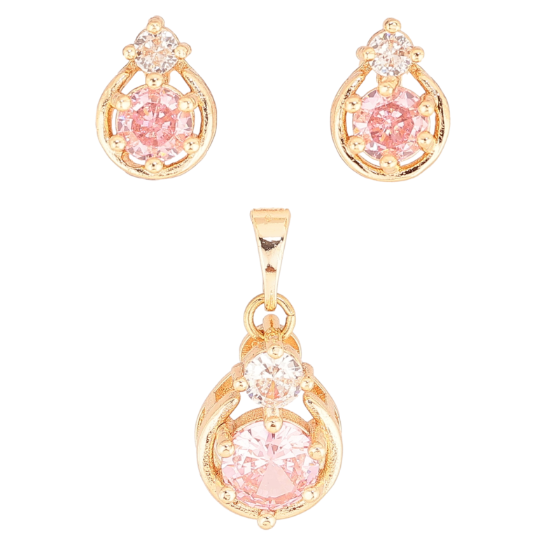 Набор Xuping M&L Цвет 18K Серьги Кулон Узор с розовым кристаллом фото №1