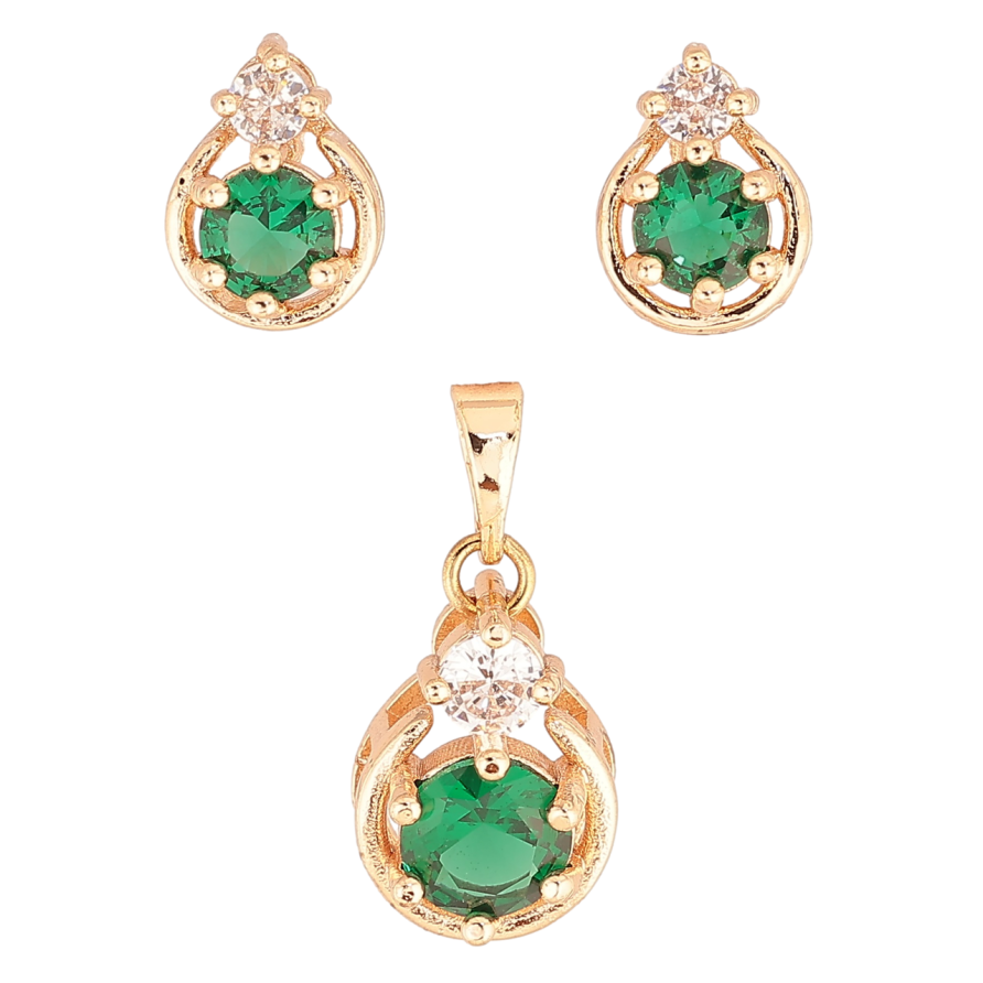 Набір Xuping M&L Колір 18K Сережки Кулон «Візерунок з зеленим кристалом» фото №1