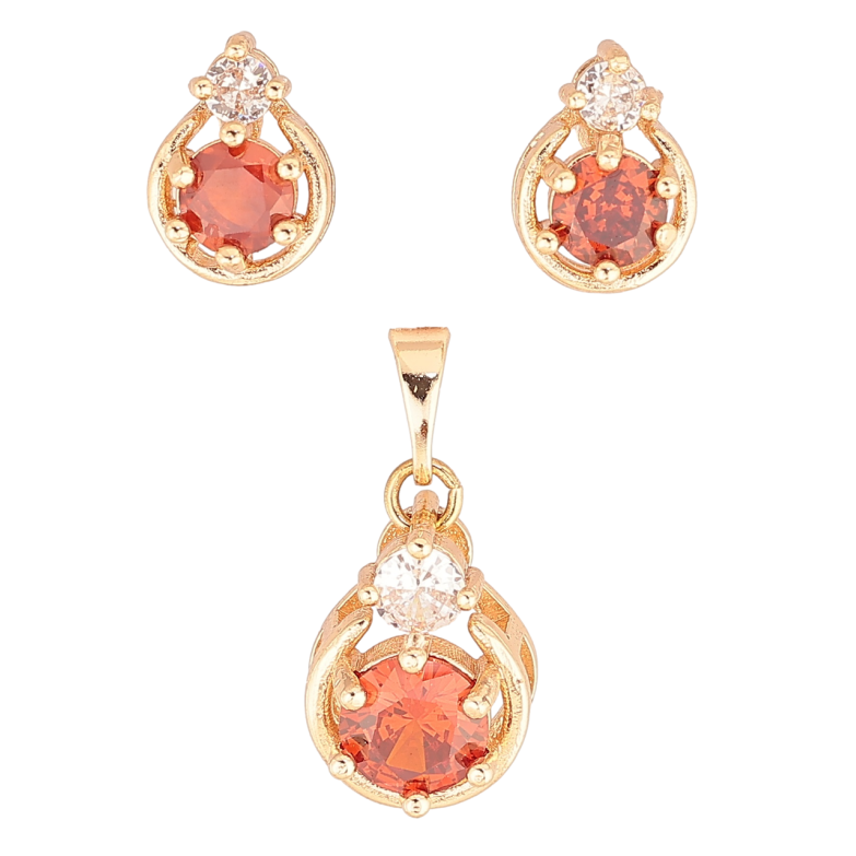 Набір Xuping M&L Колір 18K Сережки Кулон «Візерунок з червоним кристалом» фото №1