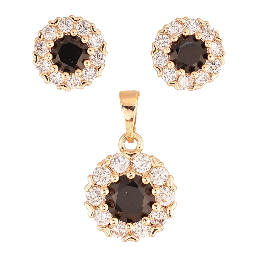 Набір Xuping M&L Колір 18K Сережки Кулон «Інкрустація чорно-білими кристалами» ø 9мм і 12мм фото №1