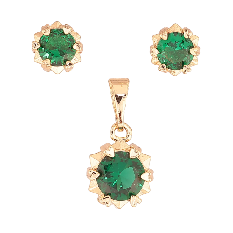 Набір Xuping M&L Колір 18K Сережки Кулон «Зірочки з зеленими кристалами» фото №2