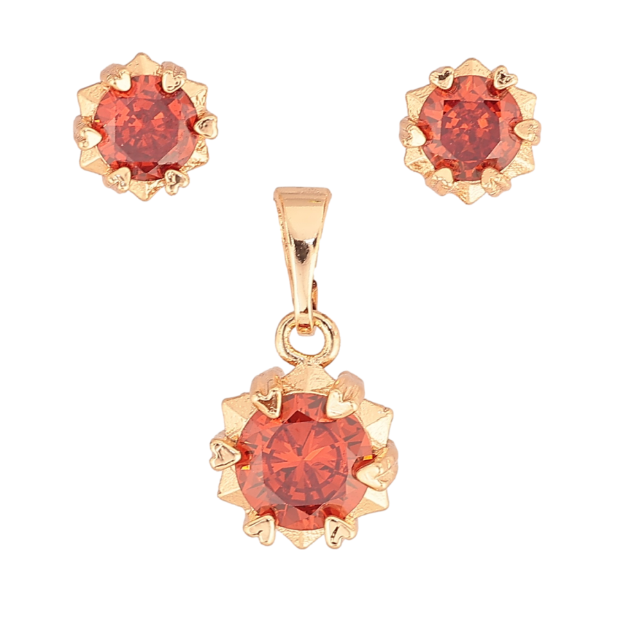 Набір Xuping M&L Колір 18K Сережки Кулон «Зірочки з червоними кристалами» фото №1