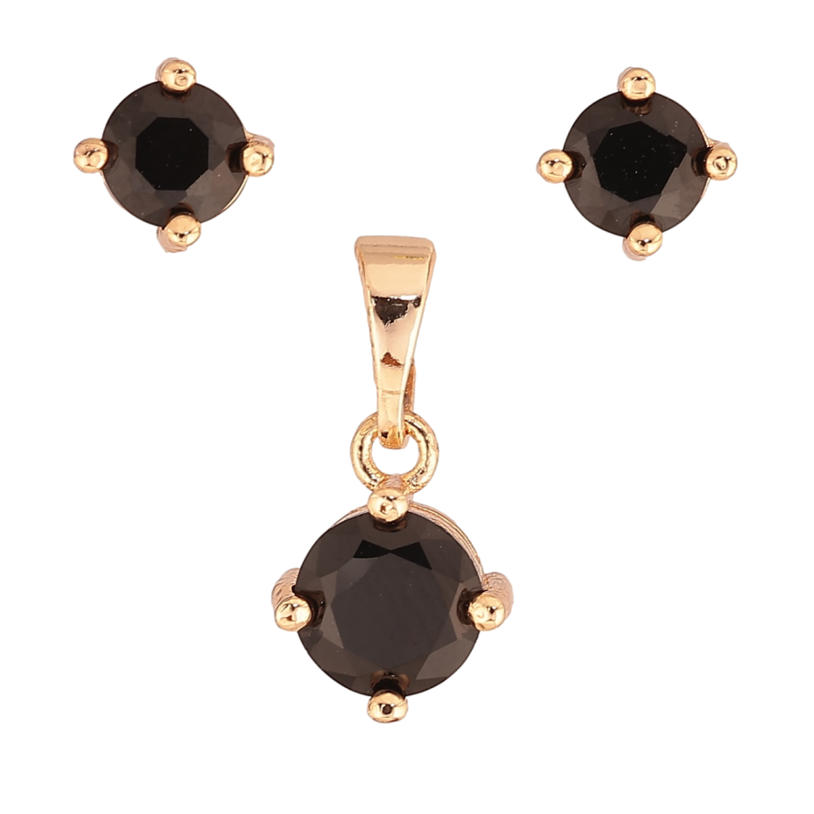 Набор Xuping M&L Цвет 18K Серьги Кулон Черные кристаллы ø 5мм и 7мм фото №1