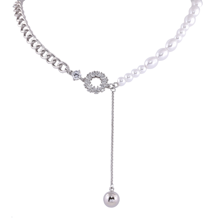 Подвеска на цепочке Xuping Родий Жемчужная нить с цепочкой, подвеска шарик размер 42-46см х 5-6мм фото №23