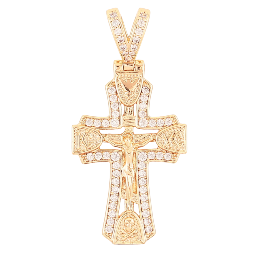 Кулон Xuping M&L Колір 18K «Хрест з Розп'яттям і кристалами» для ланцюжка до 6мм фото №1