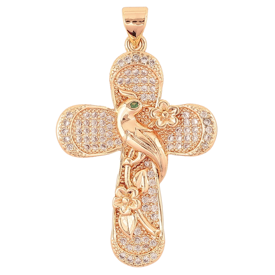 Кулон Xuping M&L Колір 18K «Хрест з інкрустацією кристалами та птахом» для ланцюжка до 4мм фото №1 Кулон Xuping M&L Колір 18K «Хрест з інкрустацією кристалами та птахом» для ланцюжка до 4мм фото №1