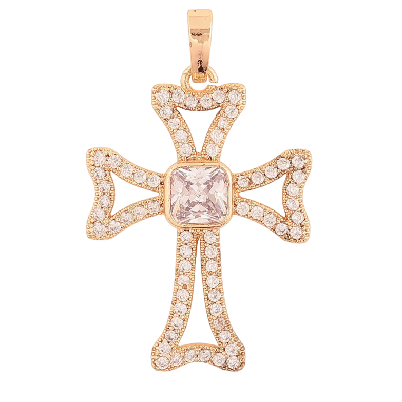 Кулон Xuping M&L Колір 18K «Хрест з візерунком кристалами» для ланцюжка до 6мм фото №1