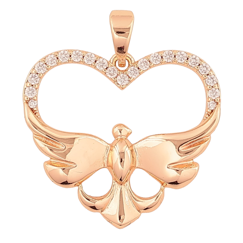 Кулон Xuping M&L Колір 18K Сердечко з птахом» для ланцюжка до 5мм фото №1 Кулон Xuping M&L Колір 18K Сердечко з птахом» для ланцюжка до 5мм фото №1