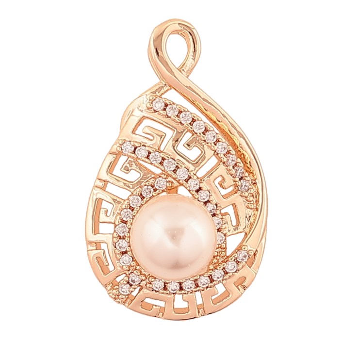 Кулон Xuping M&L Колір 18K Грецький орнамент з кристалами та перлиною» для ланцюжка до 2мм фото №25 Кулон Xuping M&L Колір 18K Грецький орнамент з кристалами та перлиною» для ланцюжка до 2мм фото №25