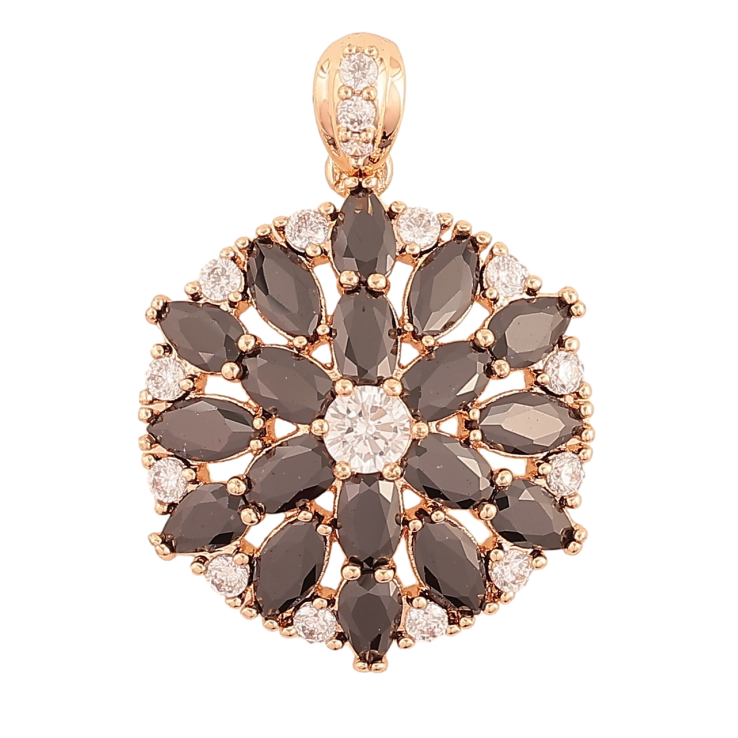 Кулон Xuping M&L Колір 18K Квітка з чорно-білих кристалів» для ланцюжка до 4мм фото №2