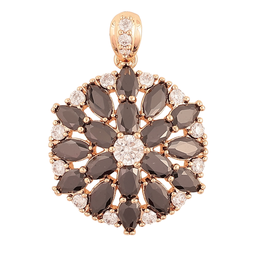 Кулон Xuping M&L Колір 18K Квітка з чорно-білих кристалів» для ланцюжка до 4мм фото №1