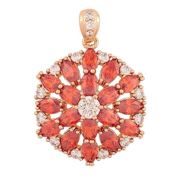 Кулон Xuping M&L Цвет 18K Цветок из красно-белых кристаллов для цепочки до 4мм фото №5