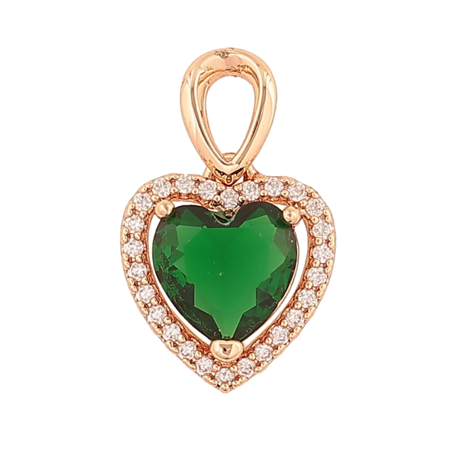 Кулон Xuping M&L Цвет 18K Зеленое кристальное сердечко для цепочки до 3мм фото №1