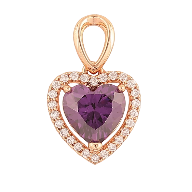Кулон Xuping M&L Цвет 18K Сиреневое кристальное сердечко для цепочки до 3мм фото №1