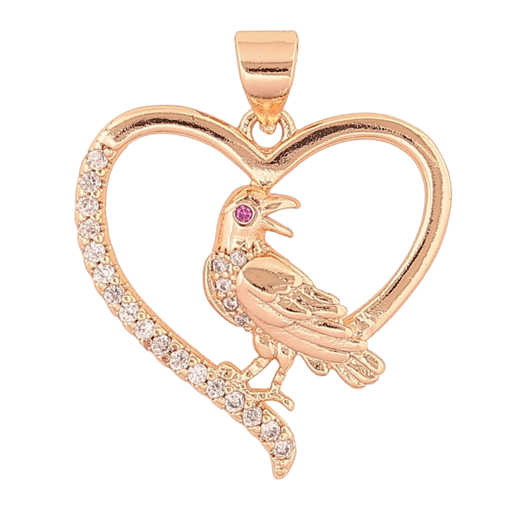 Кулон Xuping M&L Цвет 18K Сердечко с птицей для цепочки до 4мм фото №7