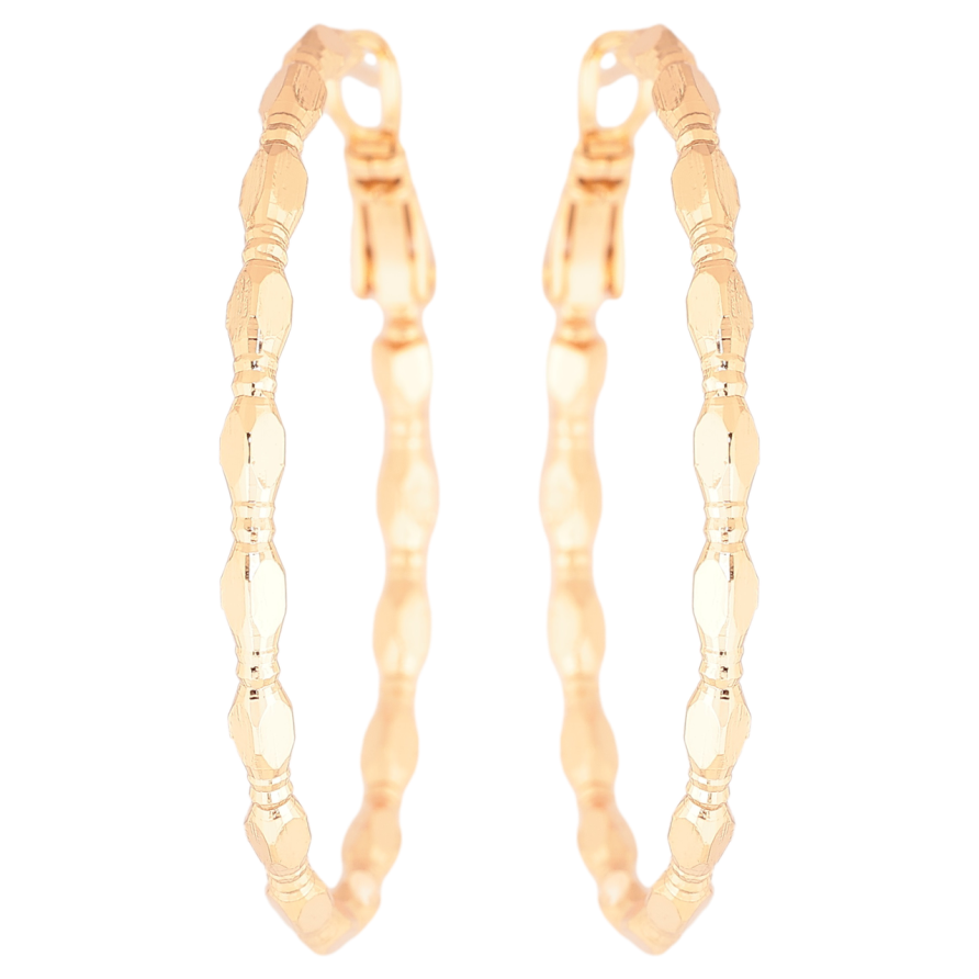 Сережки Xuping Позолота 18K кільця (конго) «Декоративний візерунок» ø 4см фото №1