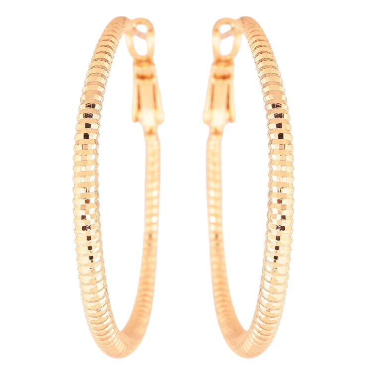 Сережки Xuping Позолота 18K кільця (конго) «Декоративний візерунок» ø 4см фото №8