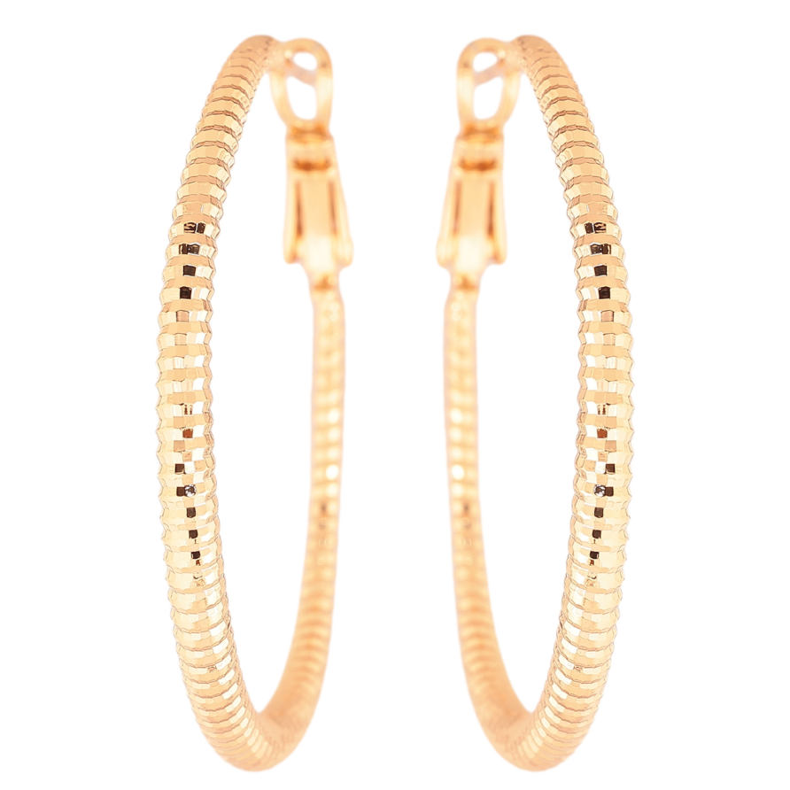 Сережки Xuping Позолота 18K кільця (конго) «Декоративний візерунок» ø 4см фото №1