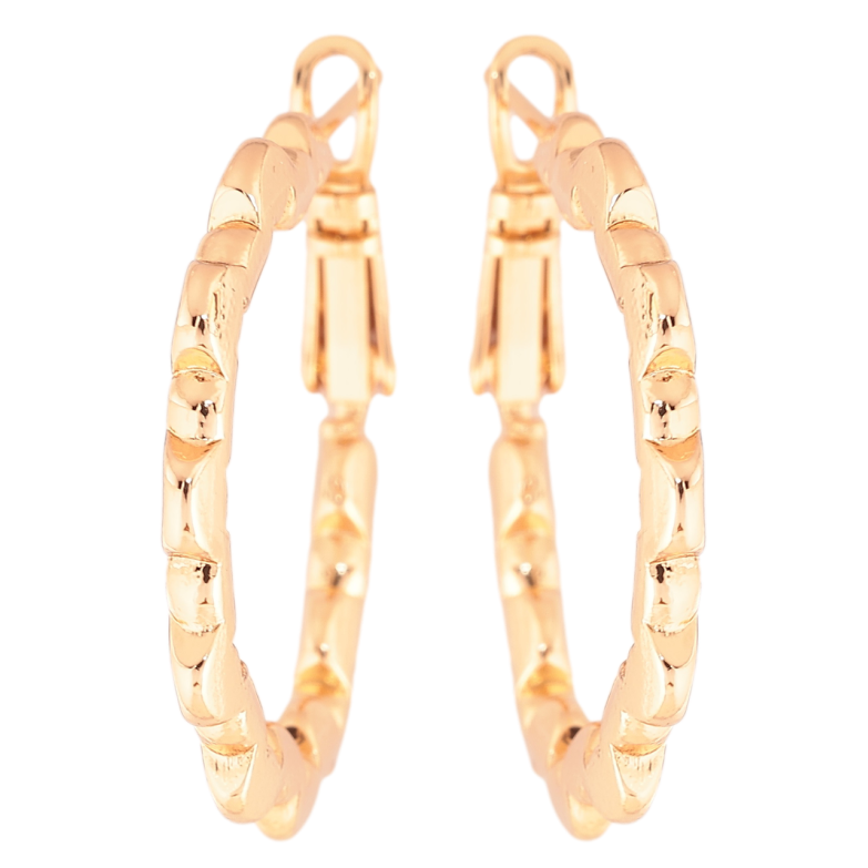 Сережки Xuping Позолота 18K кільця (конго) «Декоративний візерунок» ø 3см фото №1