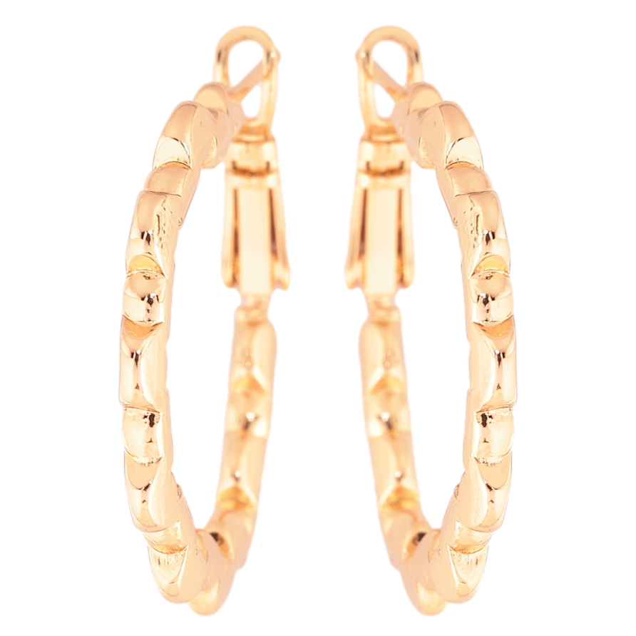 Сережки Xuping Позолота 18K кільця (конго) «Декоративний візерунок» ø 3см фото №1