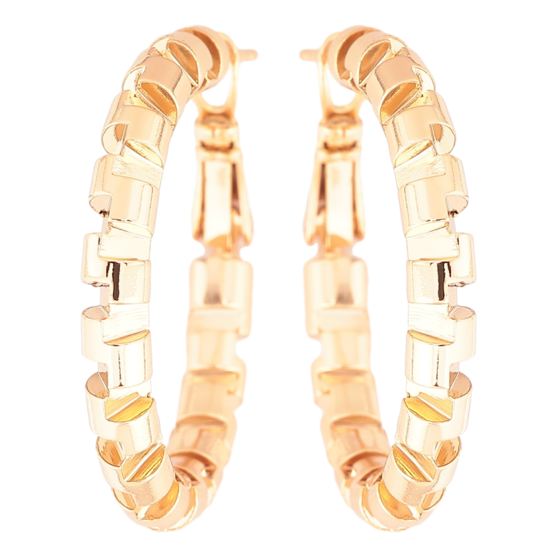 Сережки Xuping Позолота 18K кільця (конго) «Декоративний візерунок» ø 3см фото №1