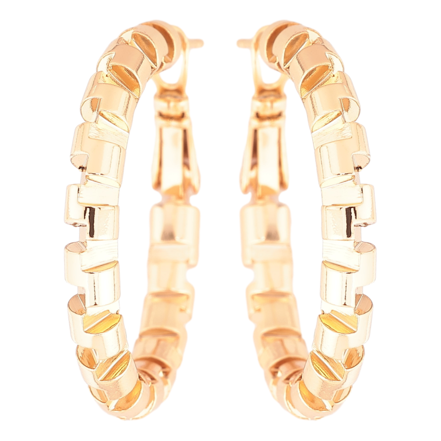 Сережки Xuping Позолота 18K кільця (конго) «Декоративний візерунок» ø 3см фото №1