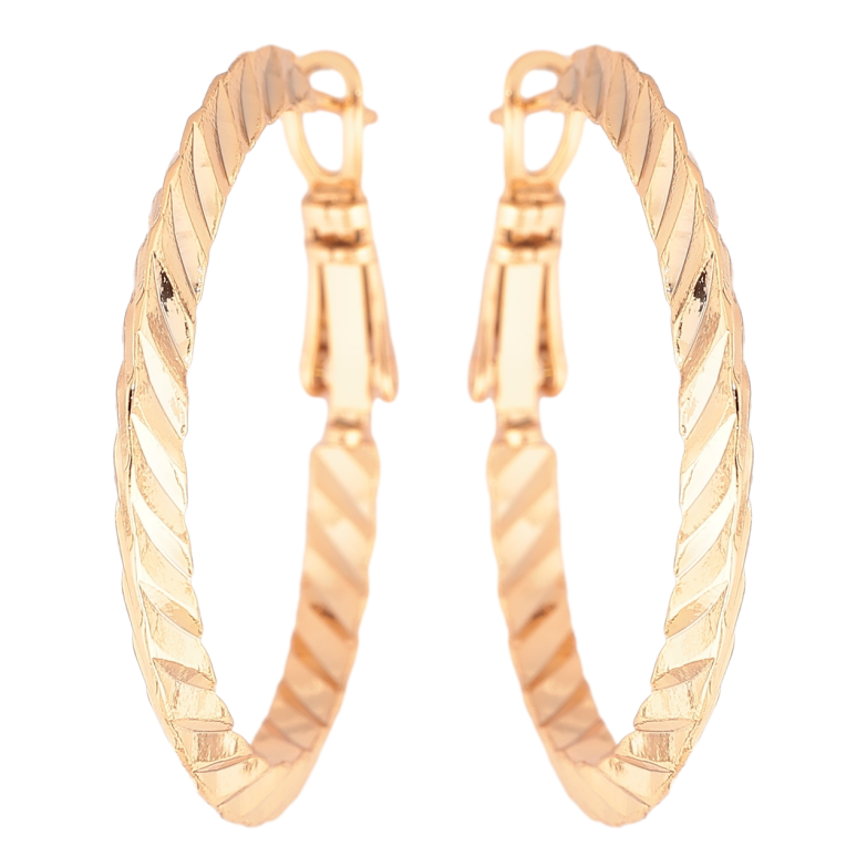 Сережки Xuping Позолота 18K кільця (конго) «Декоративний візерунок» ø 3см фото №1