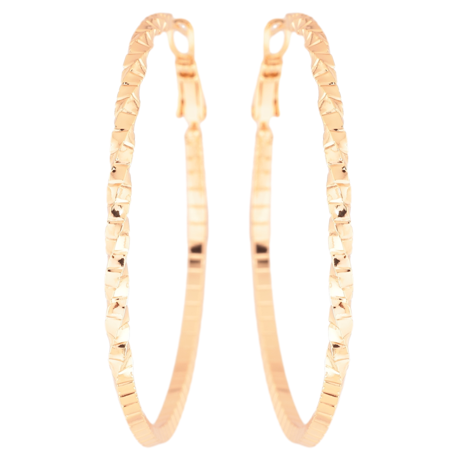 Сережки Xuping Позолота 18K кільця (конго) «Декоративний візерунок» ø 5см фото №1