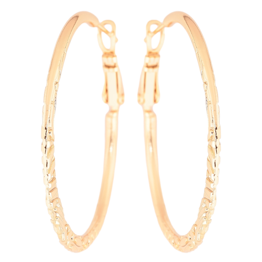 Сережки Xuping Позолота 18K кільця (конго) «Декоративний візерунок» ø 3.8см фото №1