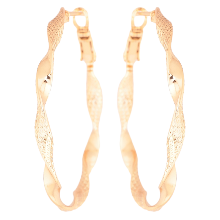 Сережки Xuping Позолота 18K кільця (конго) «Декоративний візерунок» ø 4см фото №1