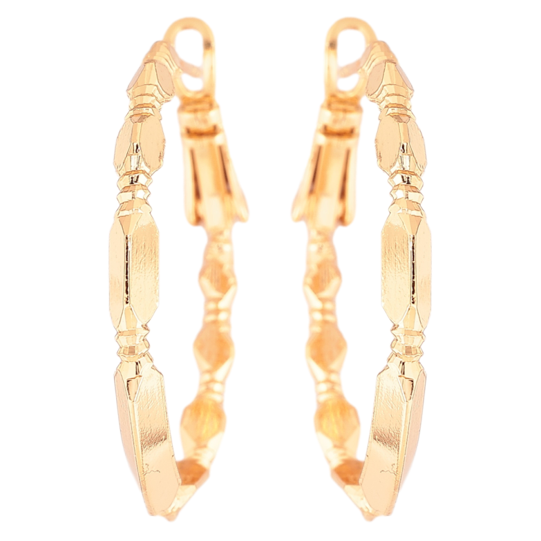 Серьги Xuping Позолота 18K кольца (конго) Декоративный узор ø 3см фото №1