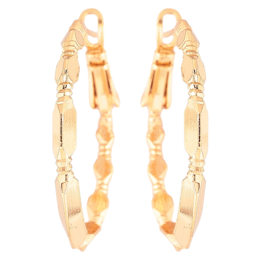 Сережки Xuping Позолота 18K кільця (конго) «Декоративний візерунок» ø 3см фото №1