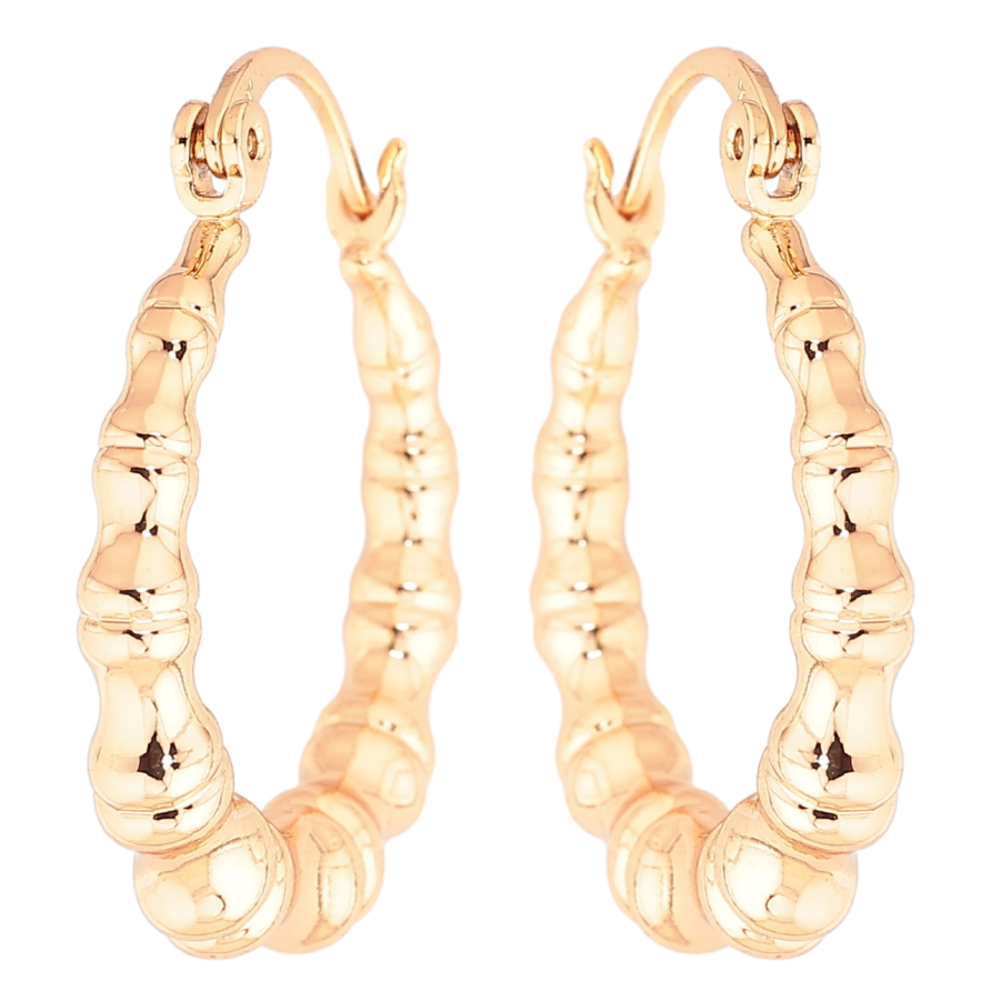 Сережки Xuping Позолота 18K кільця (конго) «Декоративний візерунок» ø 2.5см фото №1