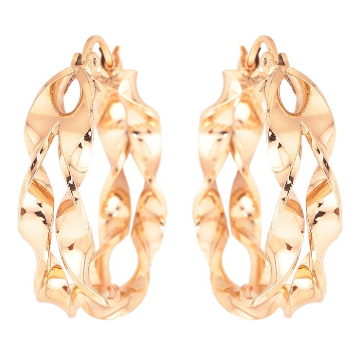 Серьги Xuping Позолота 18K кольца (конго) Двойные с спиральным узором ø 3см фото №19