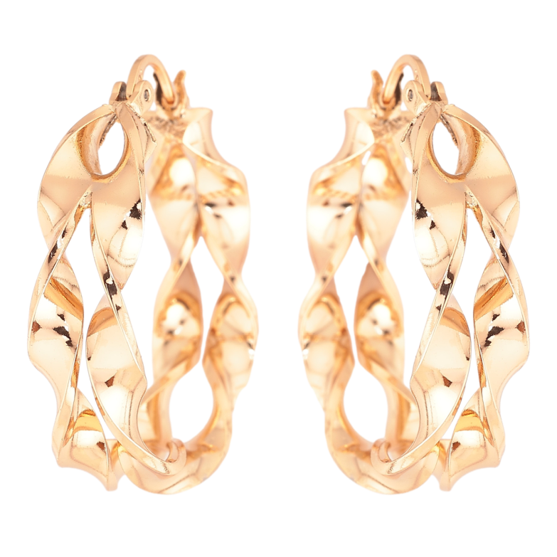 Сережки Xuping Позолота 18K кільця (конго) «Подвійні зі спіральним візерунком» ø 3см фото №1