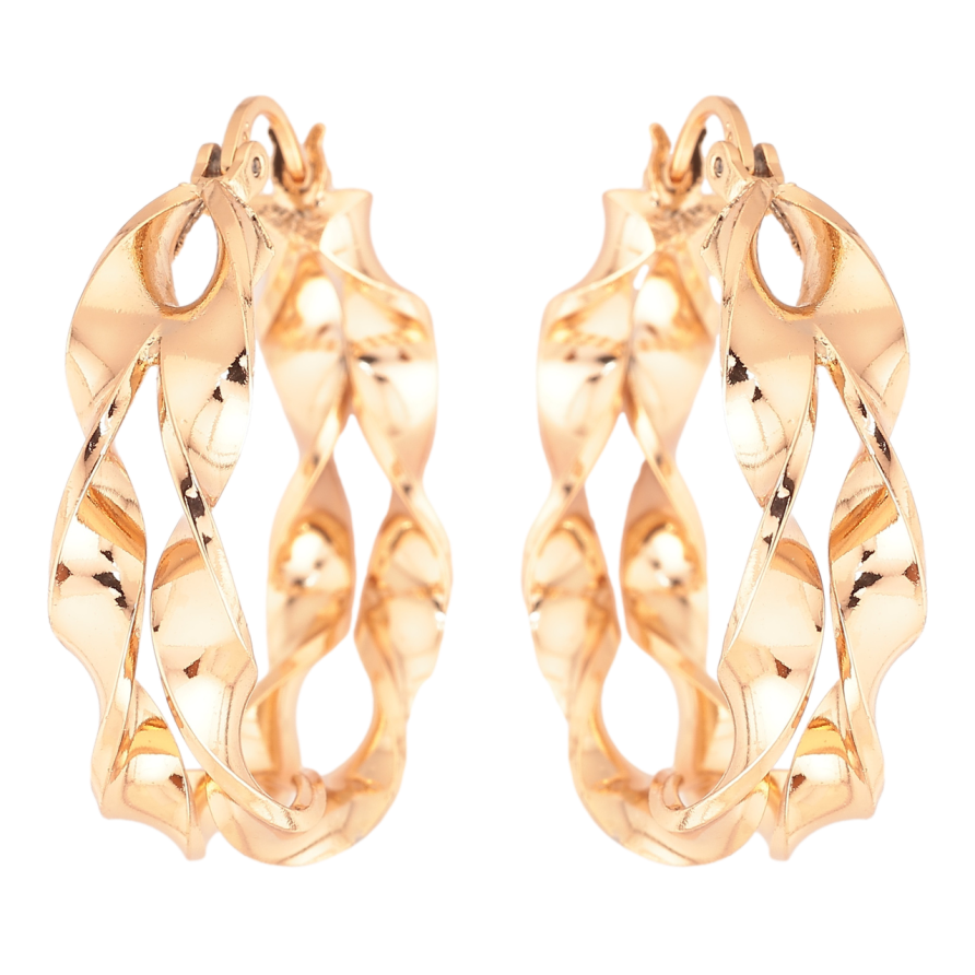 Серьги Xuping Позолота 18K кольца (конго) Двойные с спиральным узором ø 3см фото №1