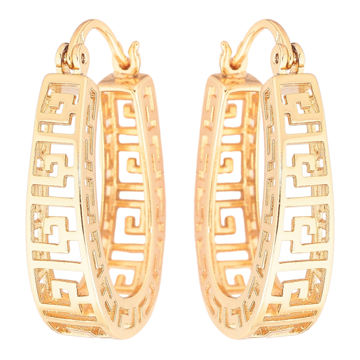 Серьги Xuping Позолота 18K замок-булавка Резной греческий орнамент фото №7