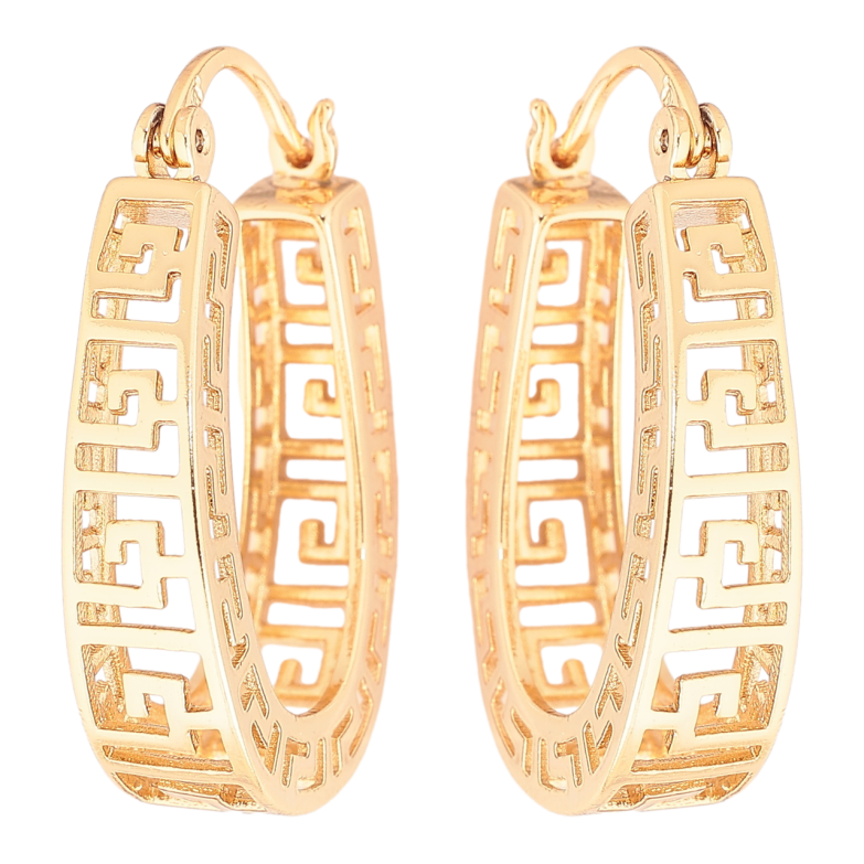 Серьги Xuping Позолота 18K замок-булавка Резной греческий орнамент фото №1