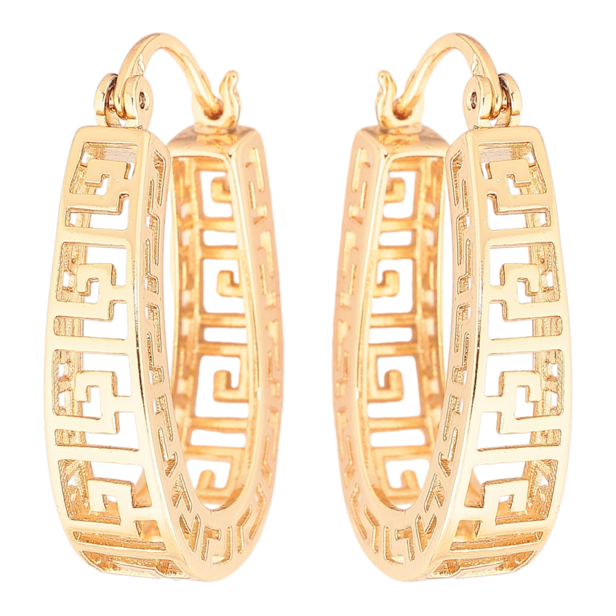 Серьги Xuping Позолота 18K замок-булавка Резной греческий орнамент фото №1