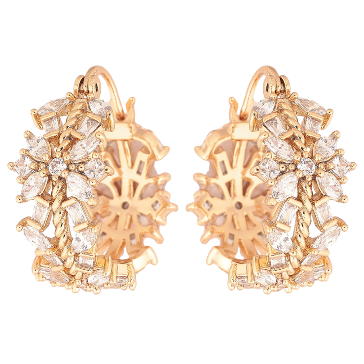 Серьги Xuping Позолота 18K замок-булавка Цветочный узор с кристаллами фото №2