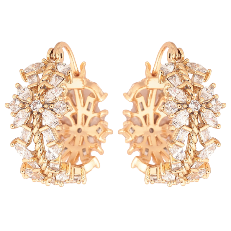 Серьги Xuping Позолота 18K замок-булавка Цветочный узор с кристаллами фото №1