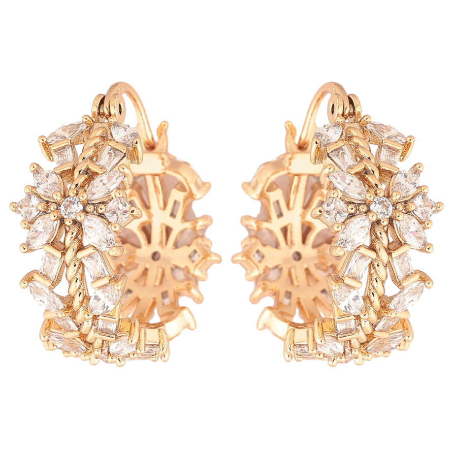 Серьги Xuping Позолота 18K замок-булавка Цветочный узор с кристаллами фото №1