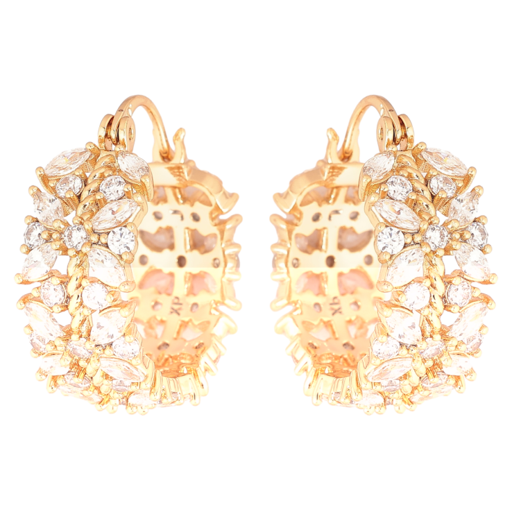 Серьги Xuping Позолота 18K замок-булавка Цветочный узор с кристаллами фото №3