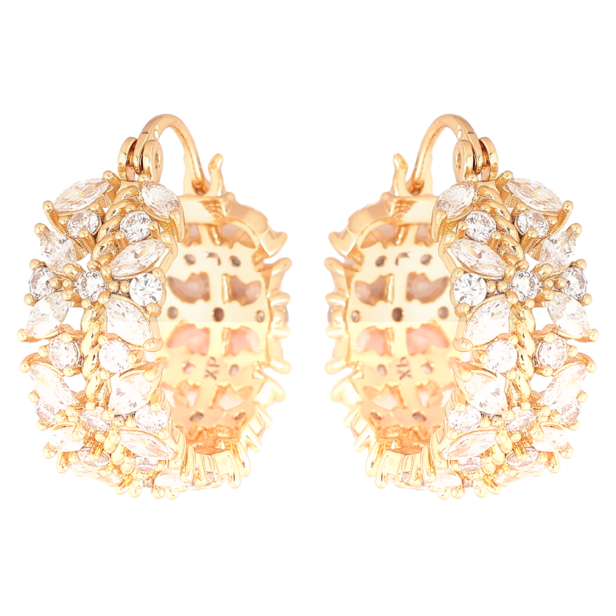 Серьги Xuping Позолота 18K замок-булавка Цветочный узор с кристаллами фото №1