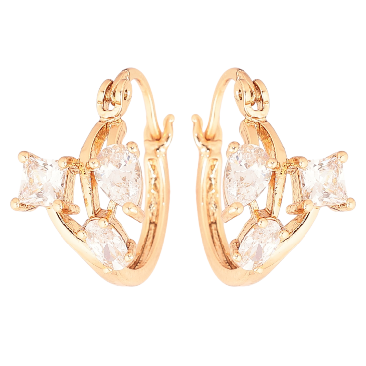 Сережки Xuping Позолота 18K замок-шпилька «Три кристали» фото №18